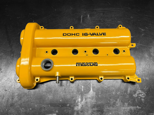 1990-1993 MAZDA MIATA MX-5 1.6 ENGINE VALVE COVER Power Coated Yellow OEM