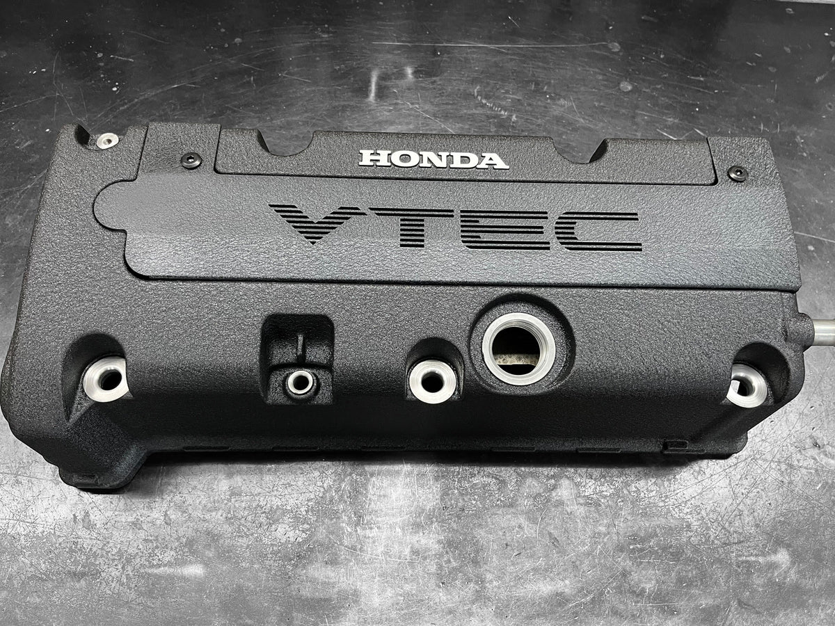 K20 K24 COIL PACK COVER FOR K-SERIES ALUMINUM POWDER COATED WRINKLE BLACK "VTEC" Ver. 1