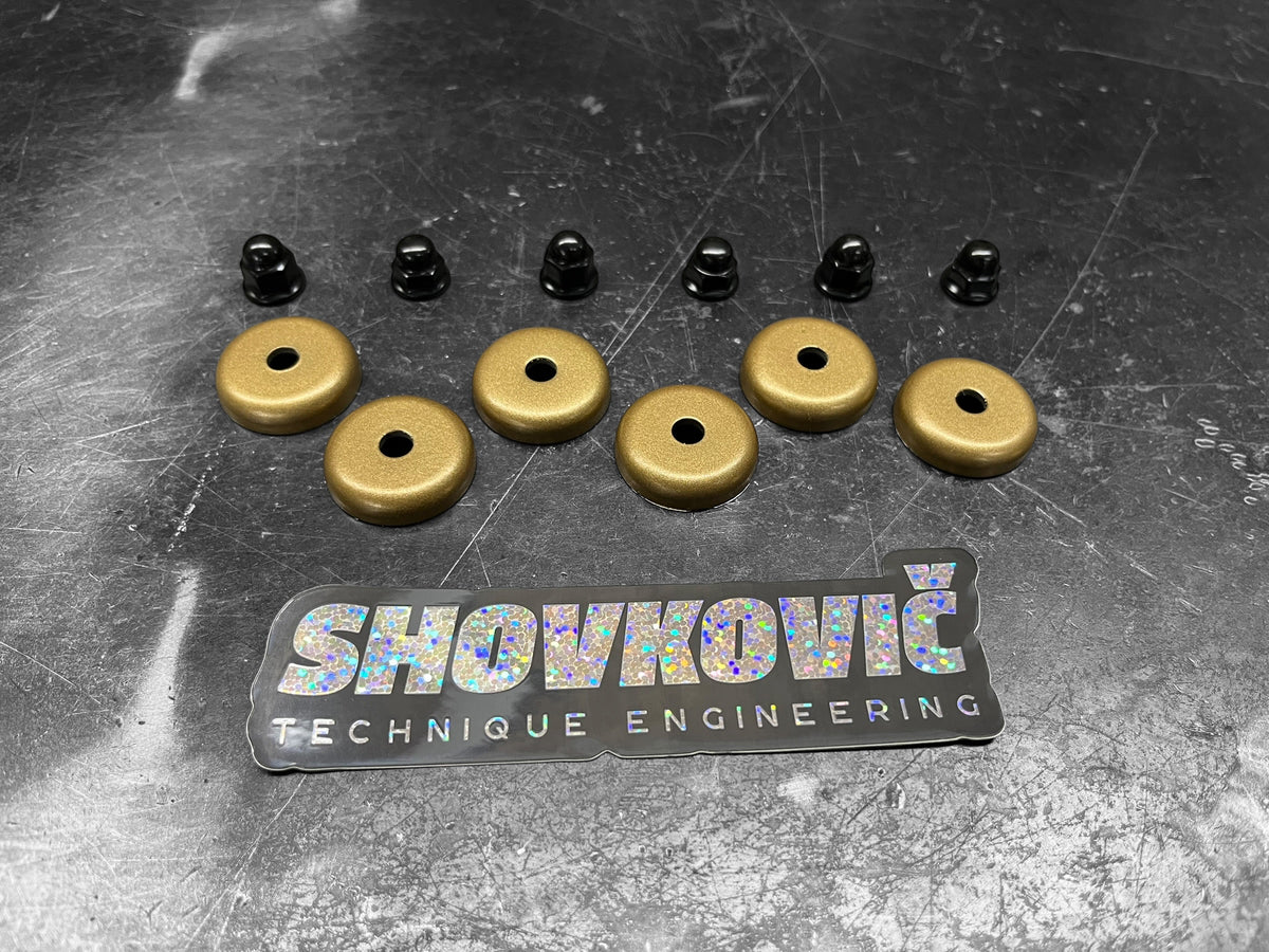 Honda K-Series K20 K24 Valve Cover Powder Coated Grommet Washer Satin Gold & Nut Black