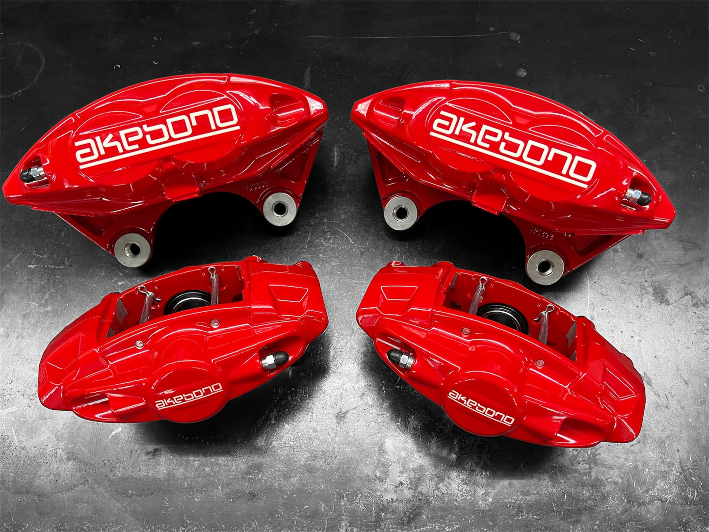 Custom Red NISSAN INFINITY w/ Akebono Logo Brake Calipers Set