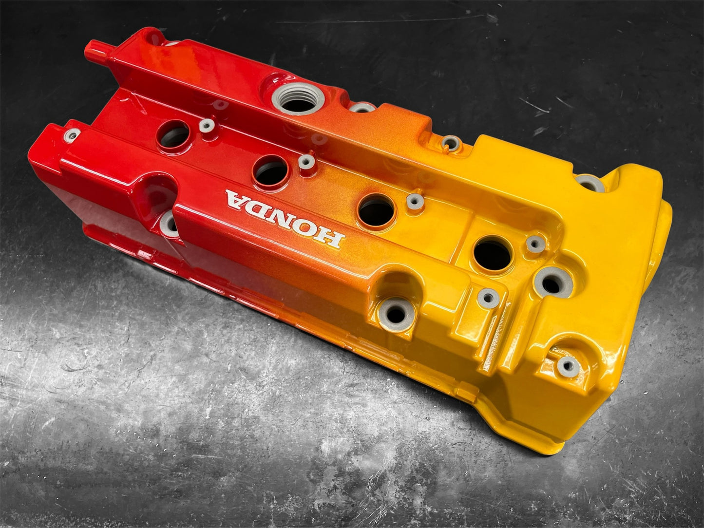 Honda K-SERIES K24 K20 Valve Cover Powder Coated Yellow-Red Gradient
