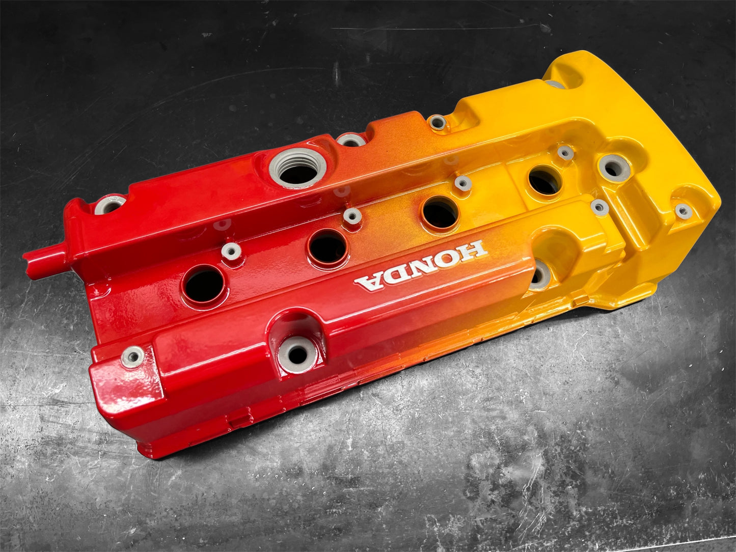 Honda K-SERIES K24 K20 Valve Cover Powder Coated Yellow-Red Gradient