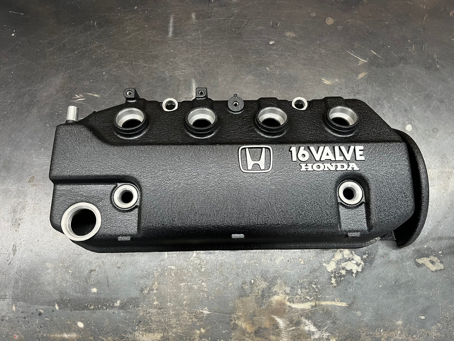 Honda D-Series D15 D16 1988-1995 Civic CRX Valve Cover Powder Coat Wrinkle Black Small “H” Logo