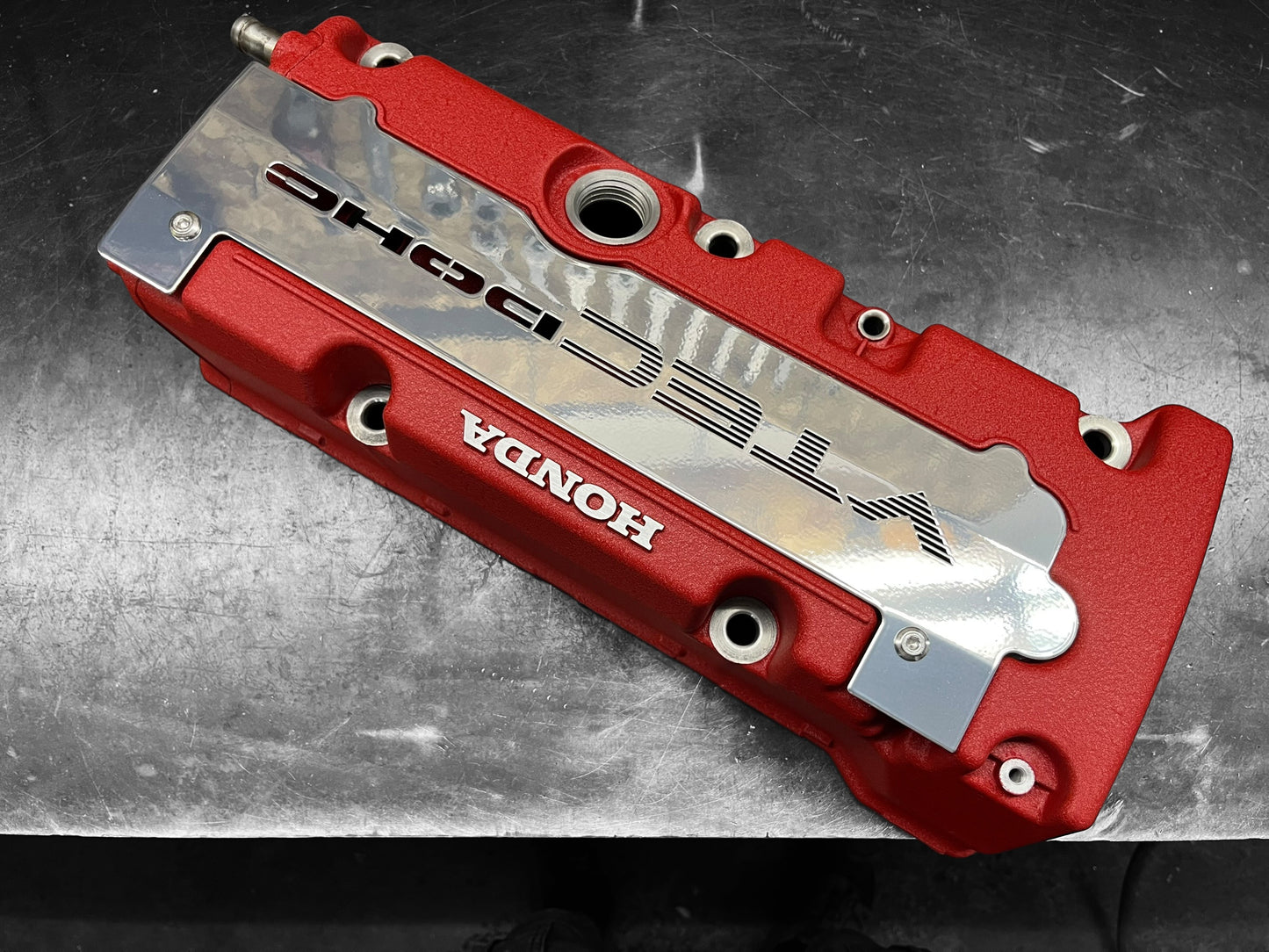 Honda K SERIES K24Z K24Z7 COIL PACK COVER CIVIC SI 9TH Gen Powder Coated Chrome "VTEC" Ver. 2