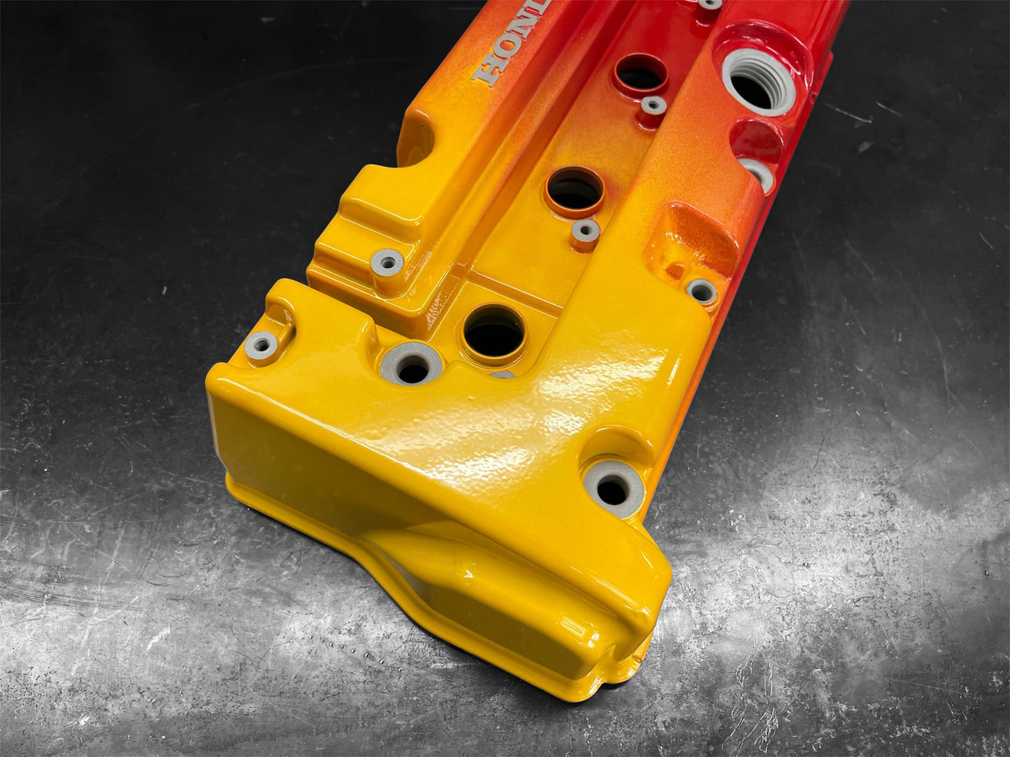 Honda K-SERIES K24 K20 Valve Cover Powder Coated Yellow-Red Gradient