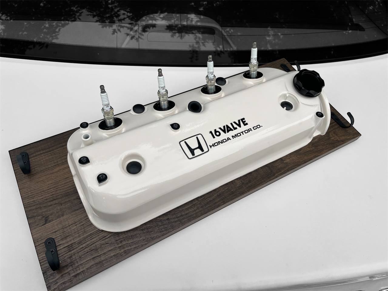 Coat Rack DIY Honda Almond White and Black Valve Cover Key Hanger