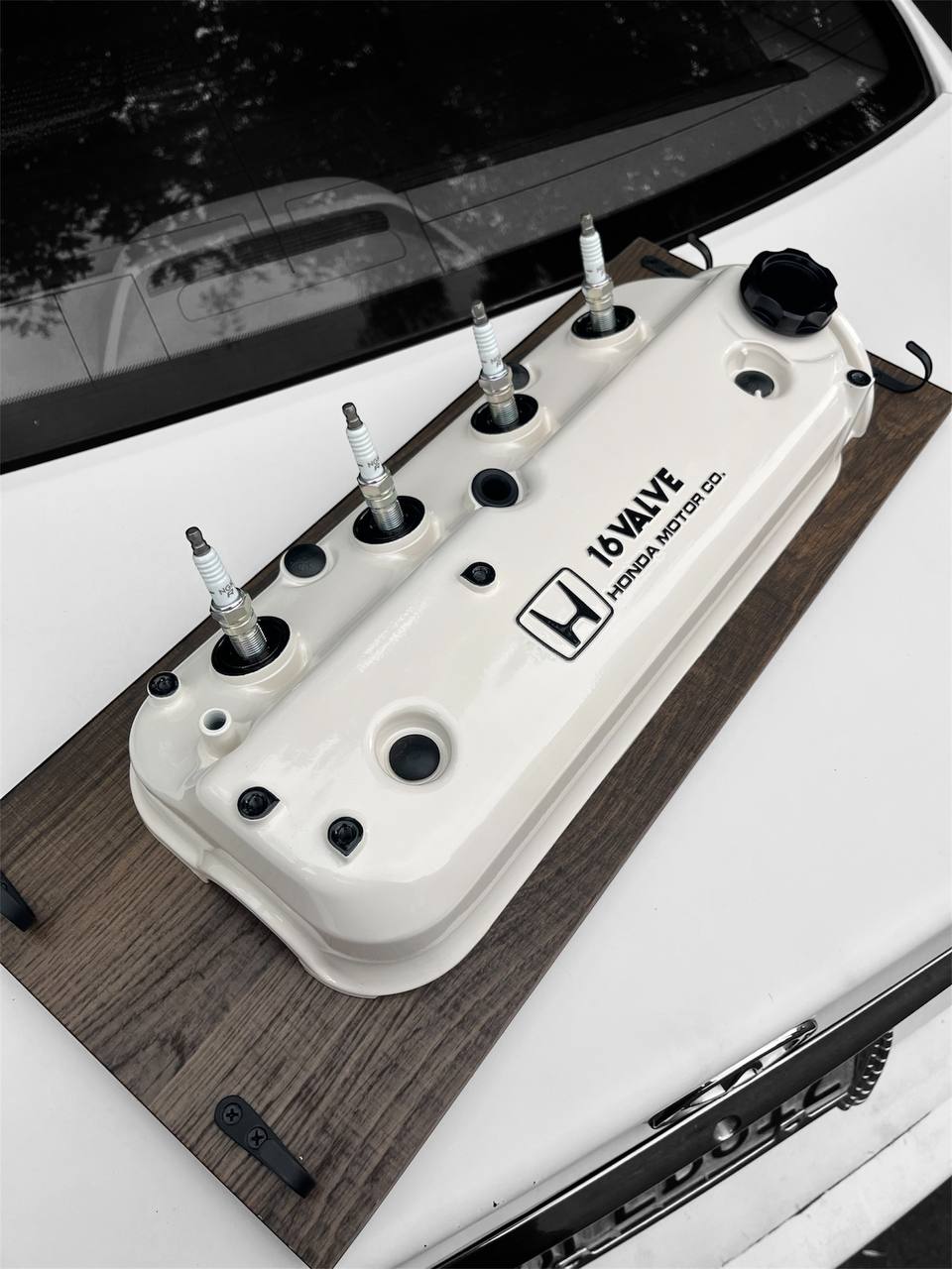 Coat Rack DIY Honda Almond White and Black Valve Cover Key Hanger