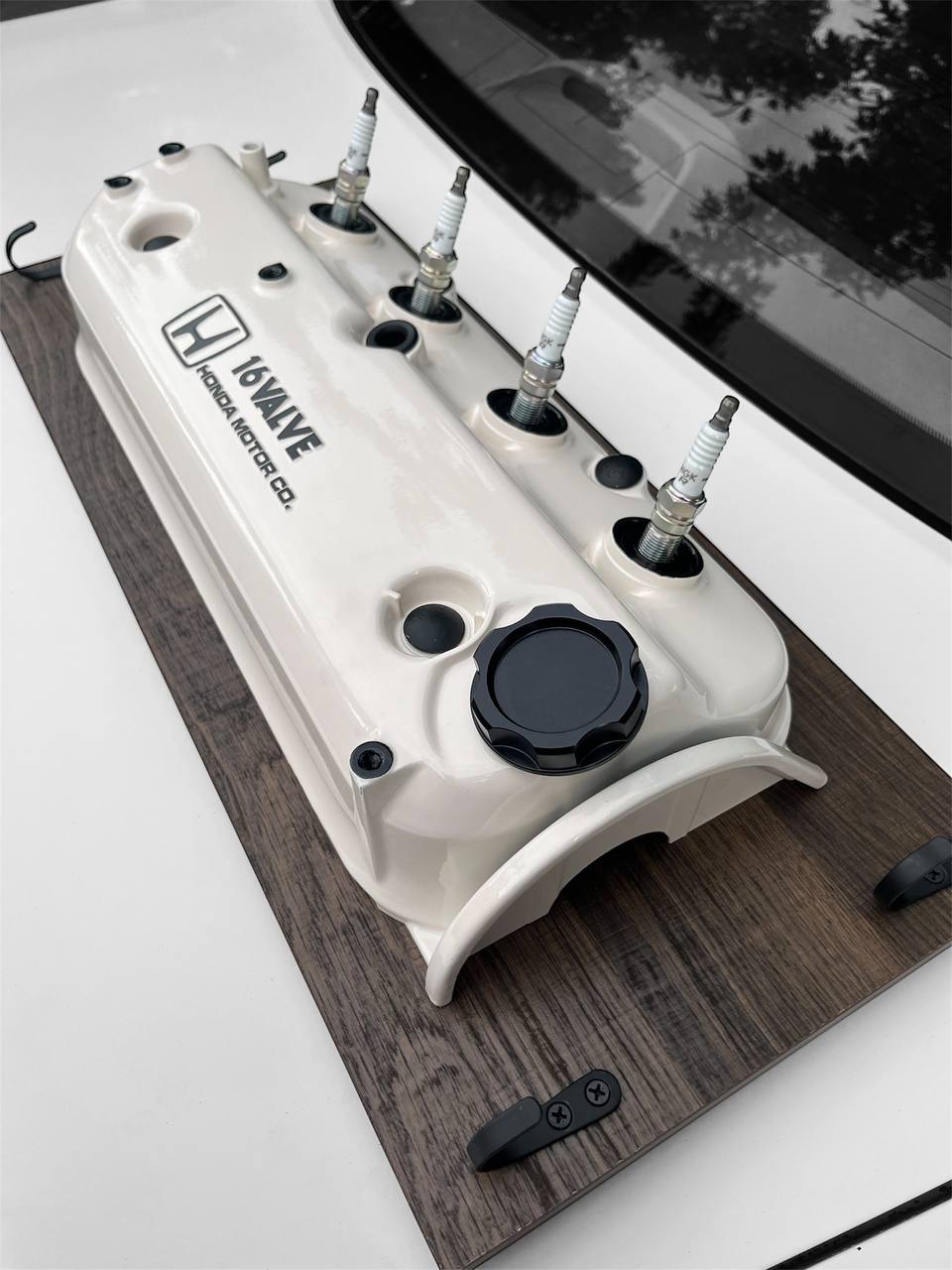 Coat Rack DIY Honda Almond White and Black Valve Cover Key Hanger