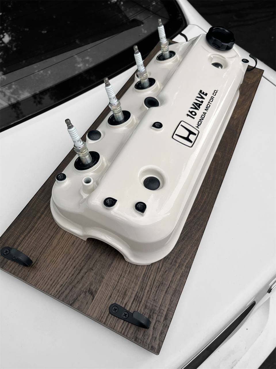 Coat Rack DIY Honda Almond White and Black Valve Cover Key Hanger