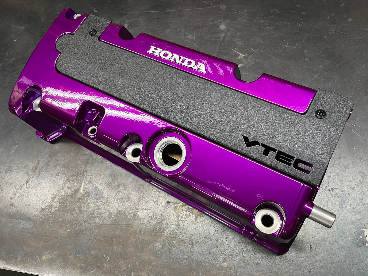 K20 K24 COIL PACK COVER FOR K-SERIES POWDER COATED WRINKLE BLACK ALUMINUM "VTEC" Ver. 4