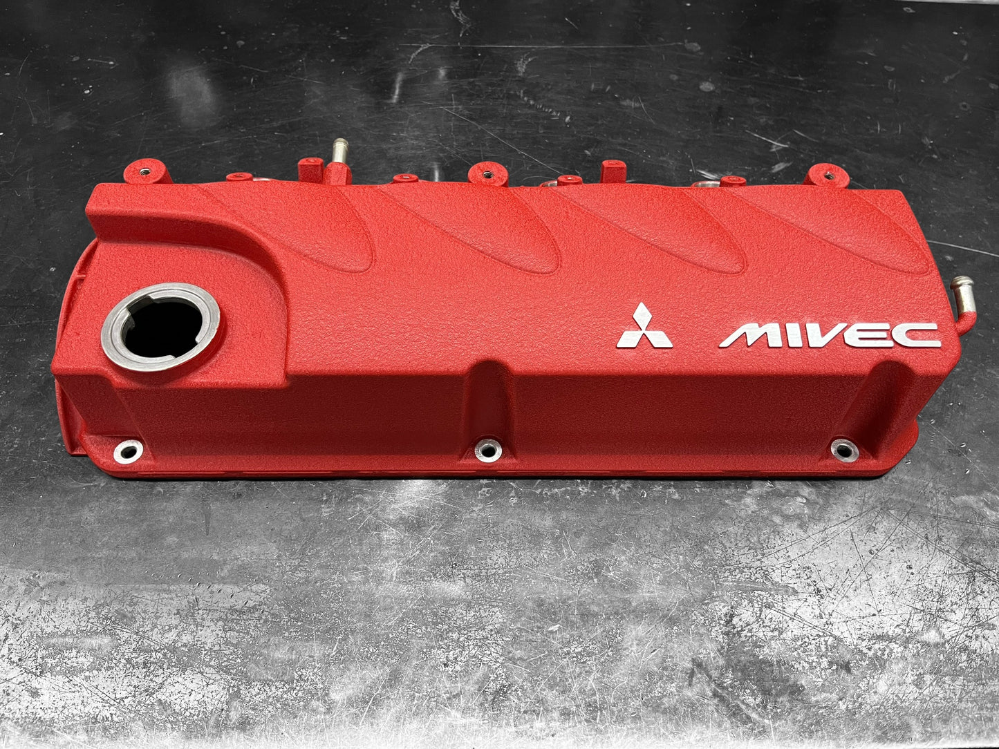 04-12  Mitsubishi Eclipse Galant Lancer Valve Cover 2.4 MIVEC 4G69 Powder Coated Wrinkle Red