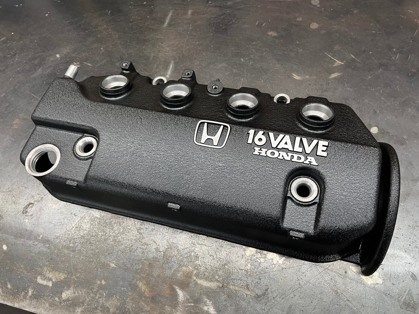 Honda D-Series D15 D16 1988-1995 Civic CRX Valve Cover Powder Coat Wrinkle Black Small “H” Logo