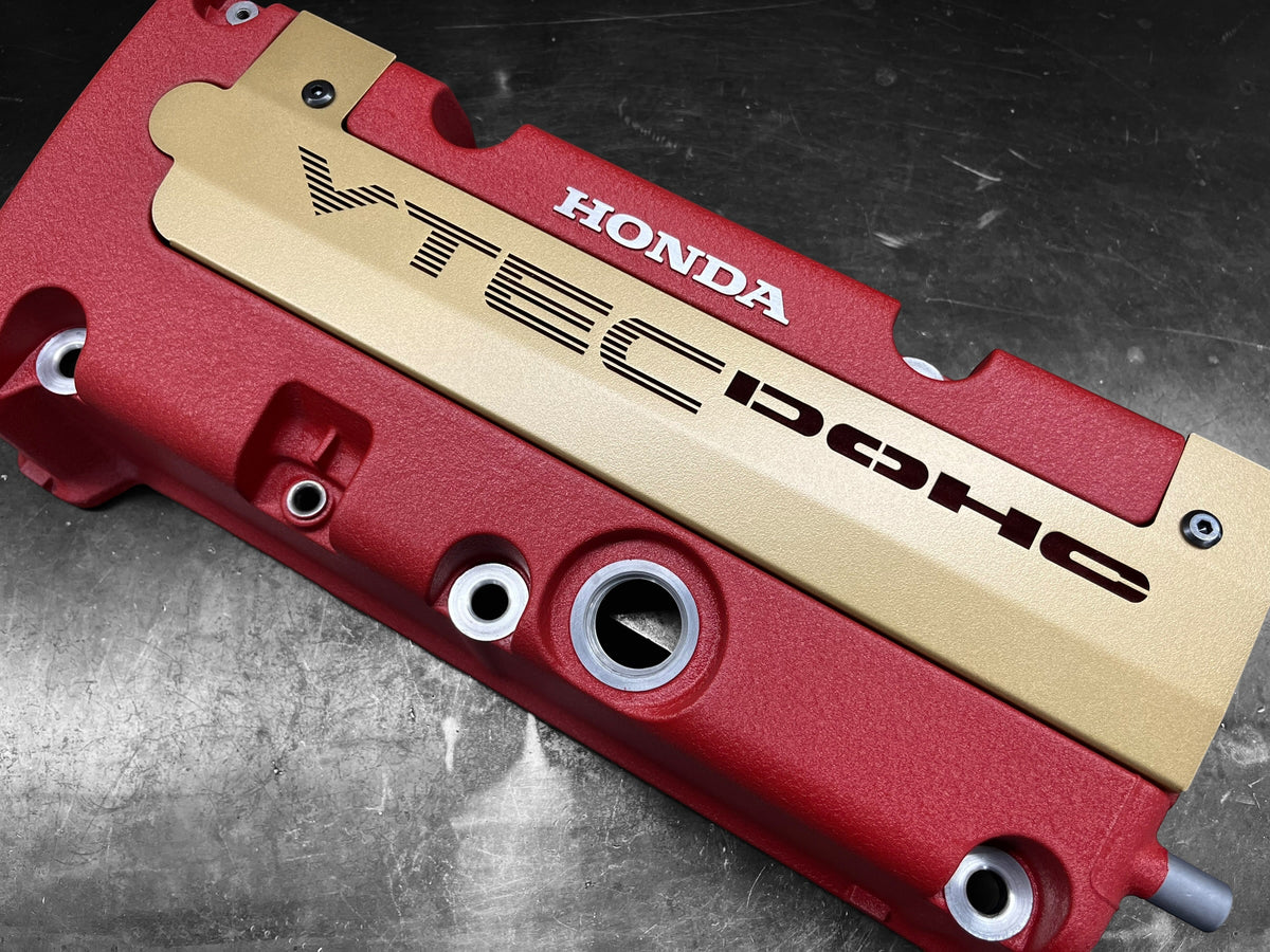 K20 K24 COIL PACK COVER FOR K-SERIES ALUMINUM POWDER COATED SATIN GOLD "VTEC DOHC" Ver. 2