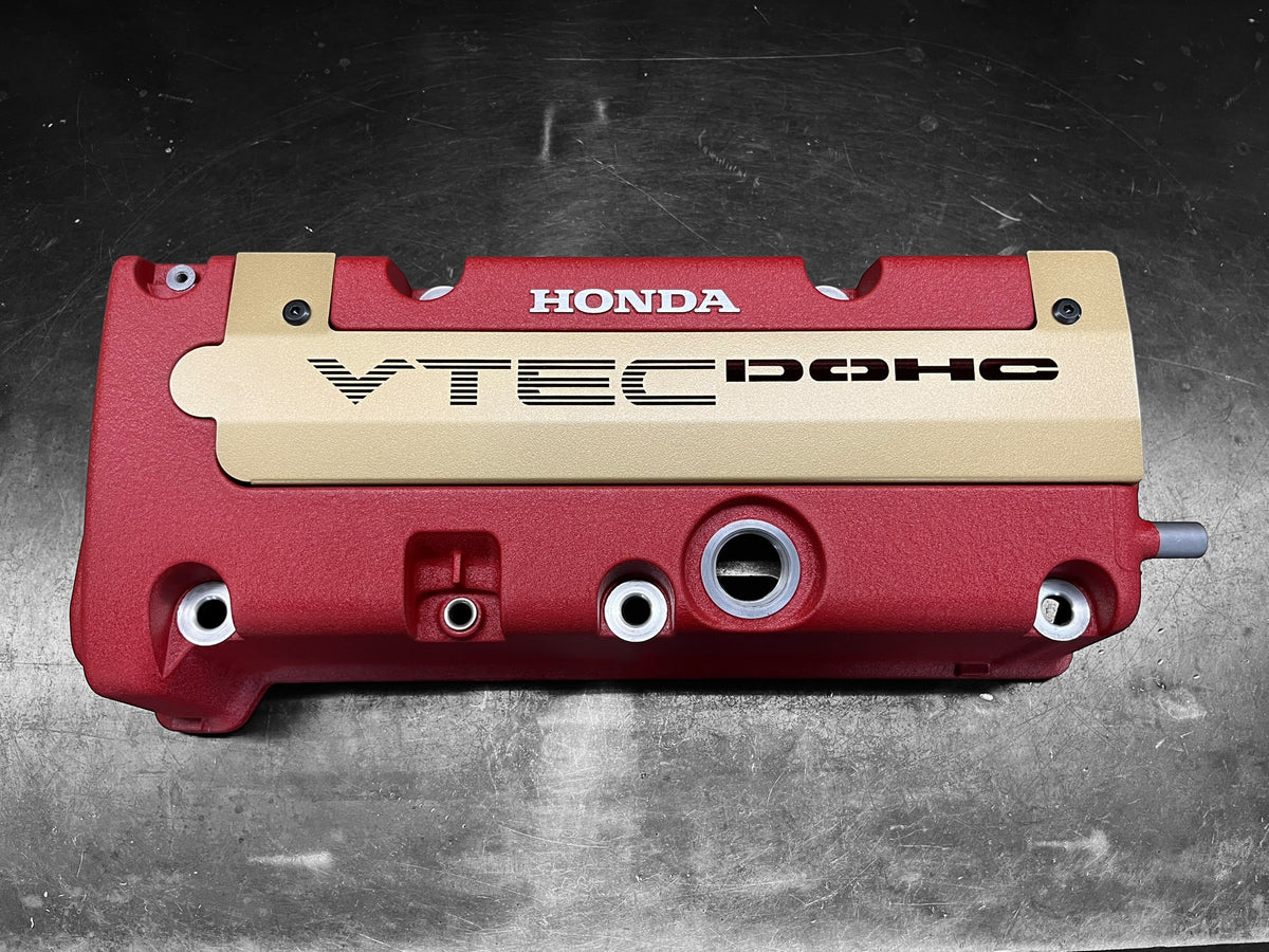 K20 K24 COIL PACK COVER FOR K-SERIES ALUMINUM POWDER COATED SATIN GOLD "VTEC DOHC" Ver. 2