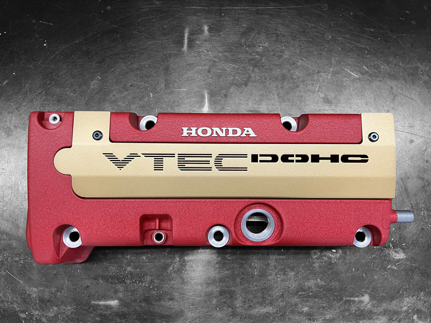 K20 K24 COIL PACK COVER FOR K-SERIES ALUMINUM POWDER COATED SATIN GOLD "VTEC DOHC" Ver. 2