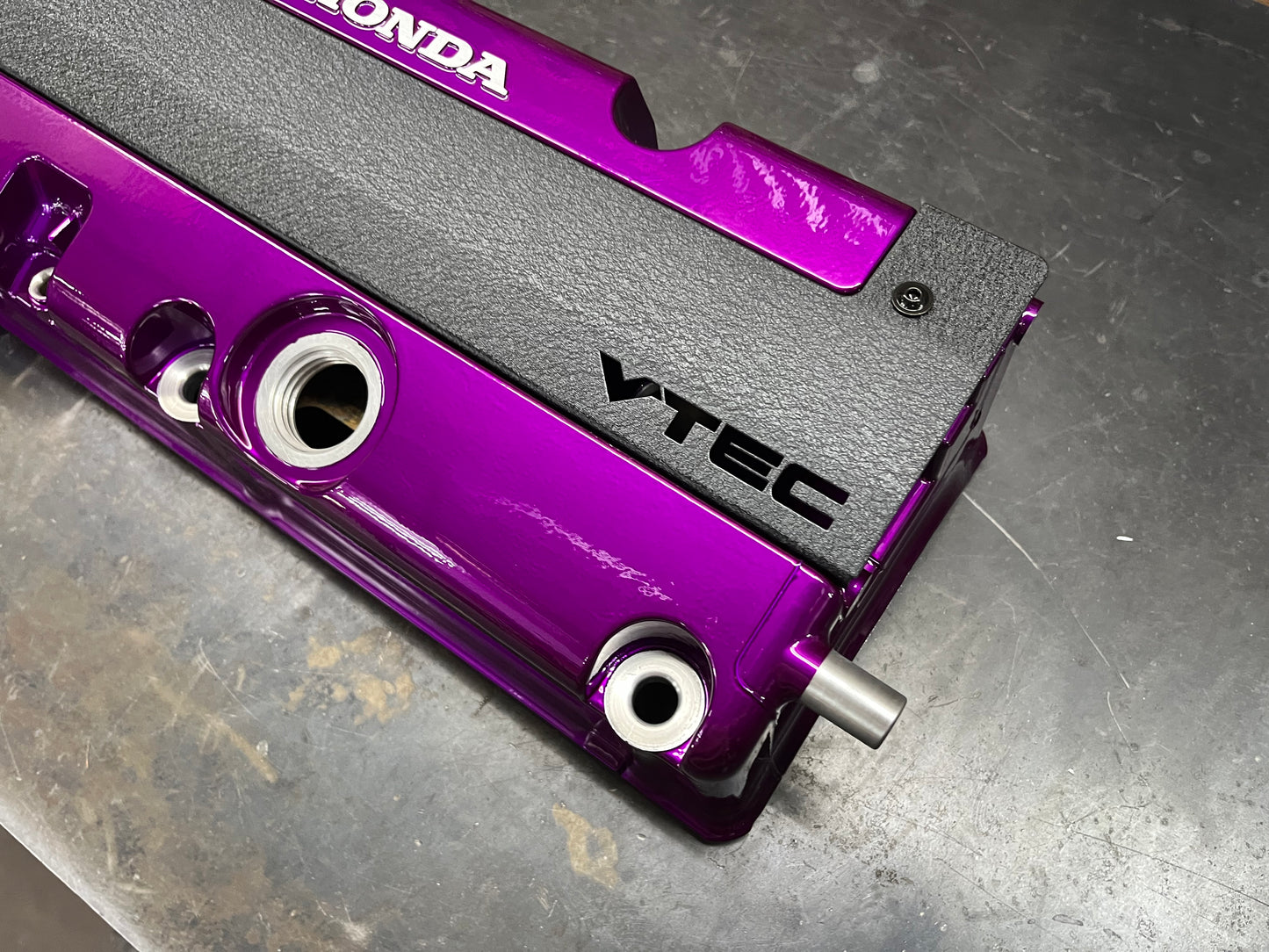 K20 K24 COIL PACK COVER FOR K-SERIES POWDER COATED WRINKLE BLACK ALUMINUM "VTEC" Ver. 4