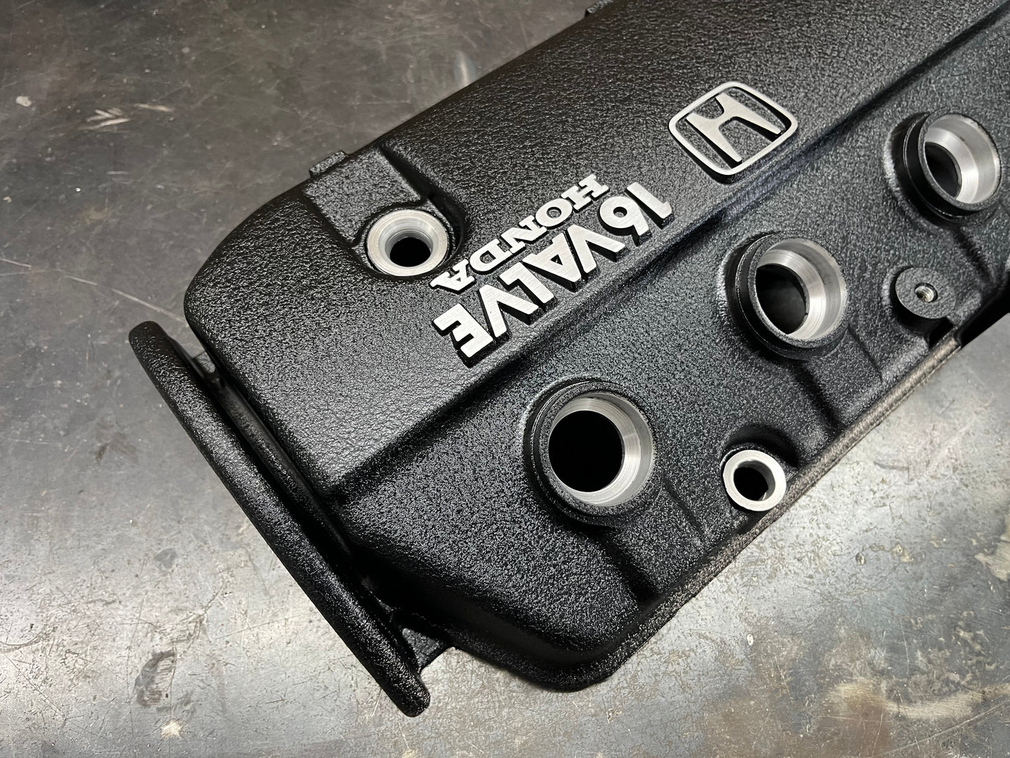 Honda D-Series D15 D16 1988-1995 Civic CRX Valve Cover Powder Coat Wrinkle Black Small “H” Logo