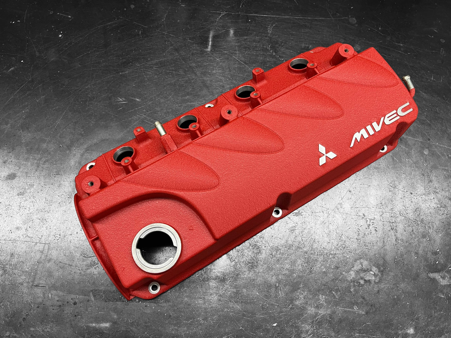 04-12  Mitsubishi Eclipse Galant Lancer Valve Cover 2.4 MIVEC 4G69 Powder Coated Wrinkle Red