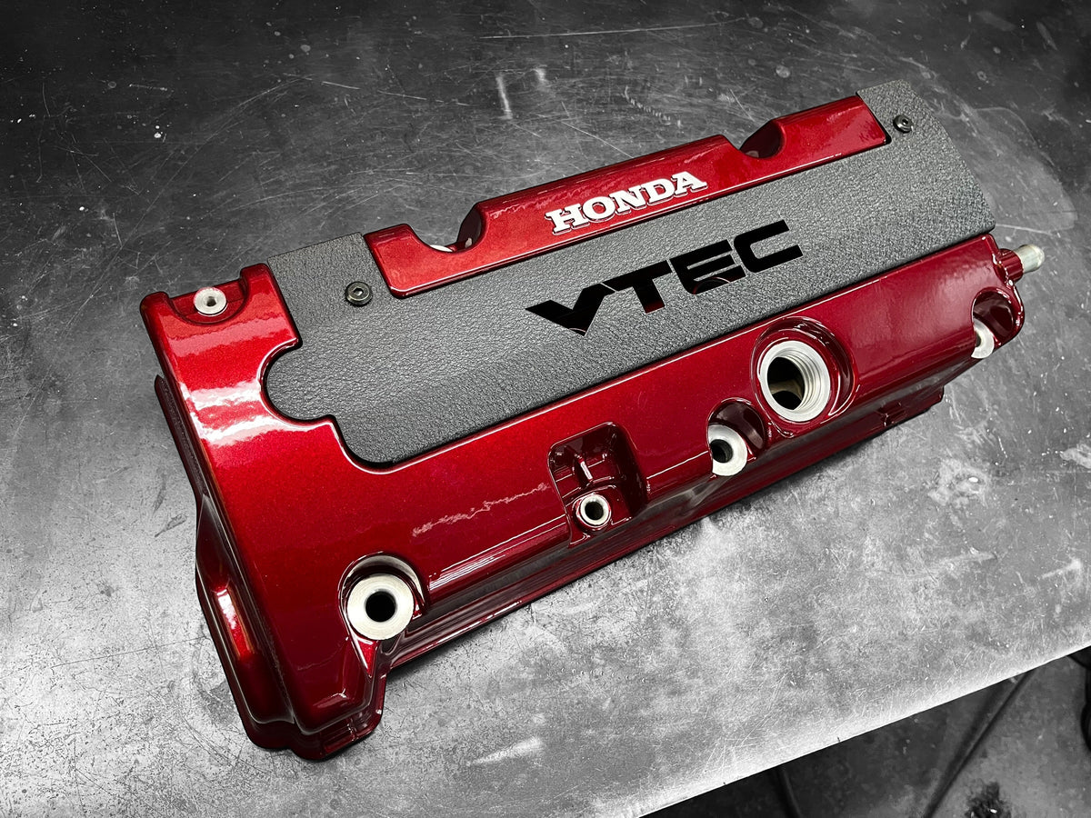 K20 K24 COIL PACK COVER FOR K-SERIES POWDER COATED WRINKLE BLACK ALUMINUM "VTEC" Ver. 3