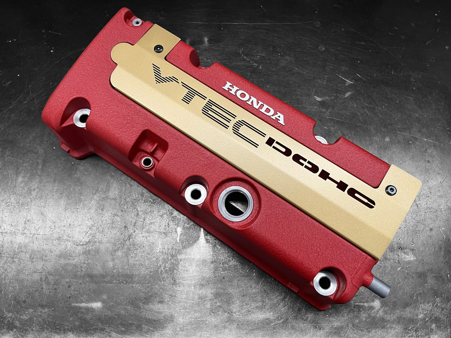 K20 K24 COIL PACK COVER FOR K-SERIES ALUMINUM POWDER COATED SATIN GOLD "VTEC DOHC" Ver. 2