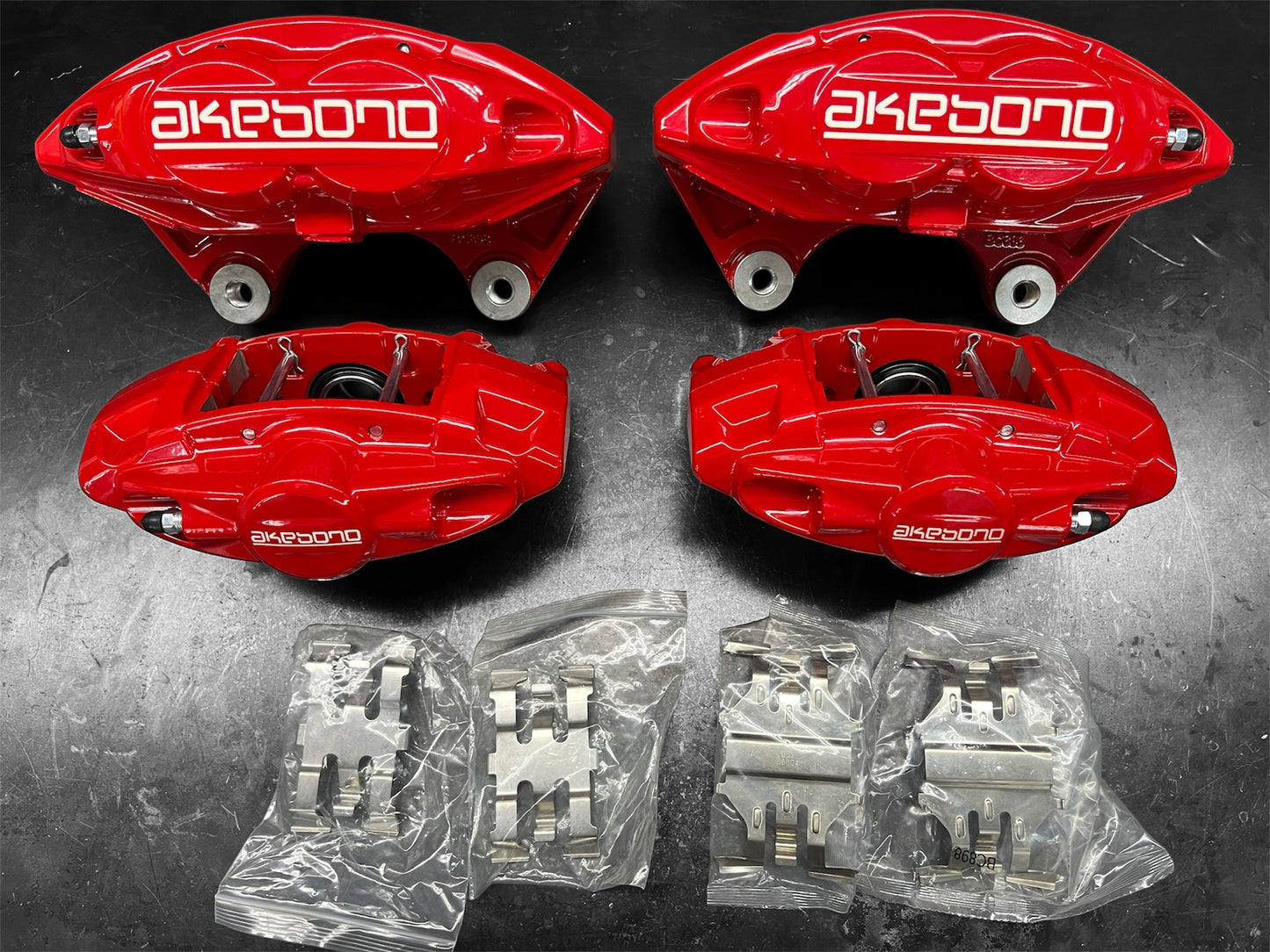 Custom Red NISSAN INFINITY w/ Akebono Logo Brake Calipers Set