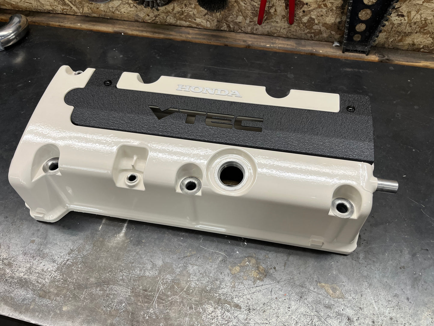 K20 K24 COIL PACK COVER FOR K-SERIES POWDER COATED WRINKLE BLACK ALUMINUM "VTEC" Ver. 3