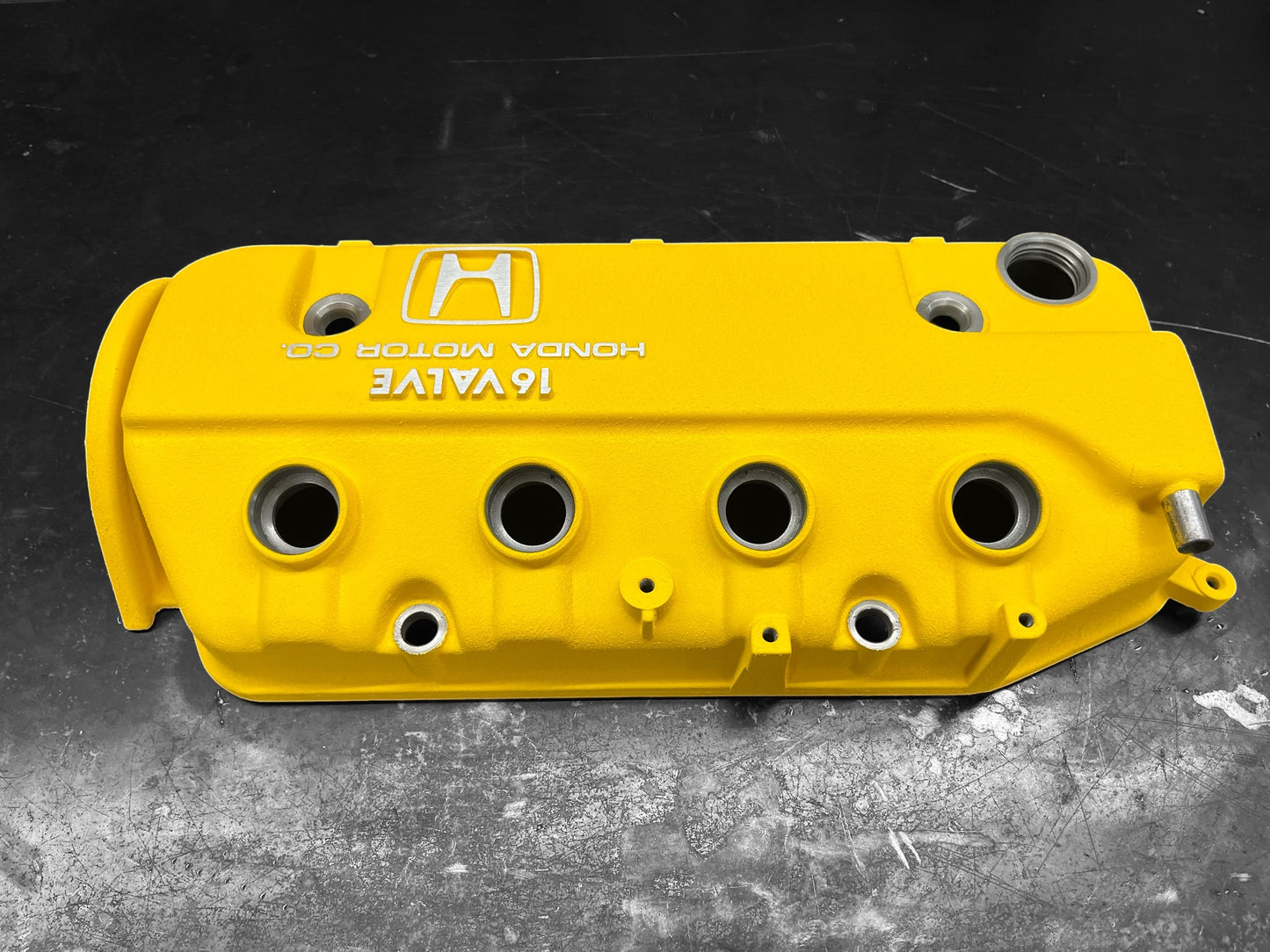 Honda D-Series D15 D16 1988-1995 Civic CRX Valve Cover Powder Coat Wrinkle Yellow Big “H” Logo