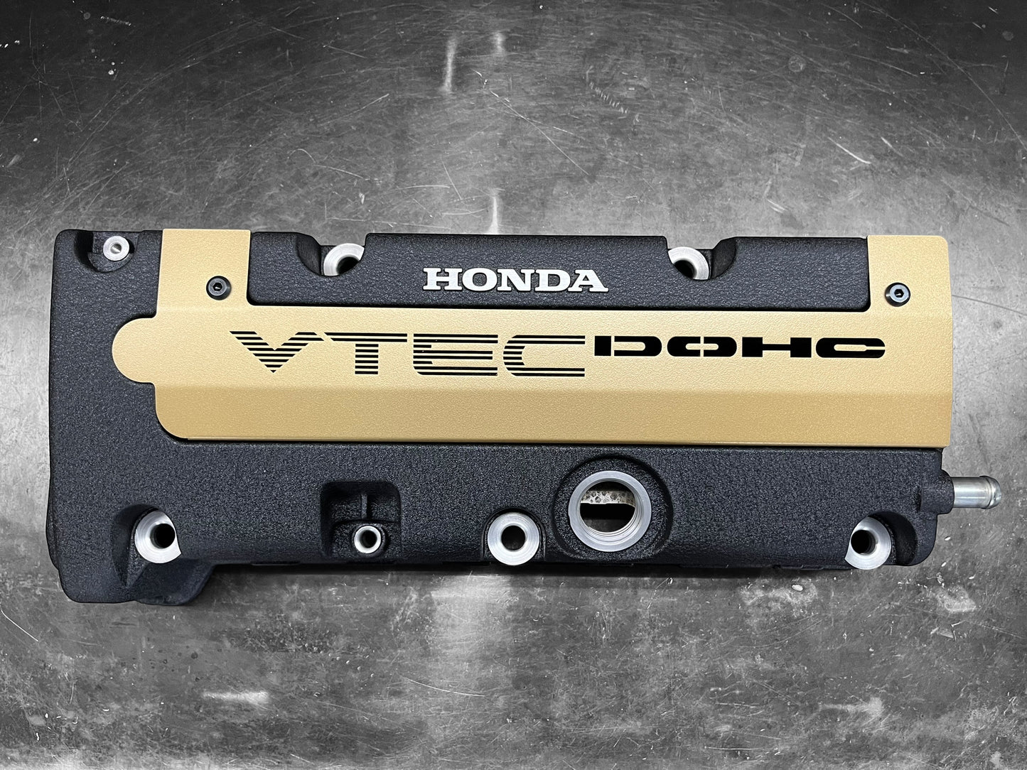 K20 K24 COIL PACK COVER FOR K-SERIES ALUMINUM POWDER COATED SATIN GOLD "VTEC DOHC" Ver. 2