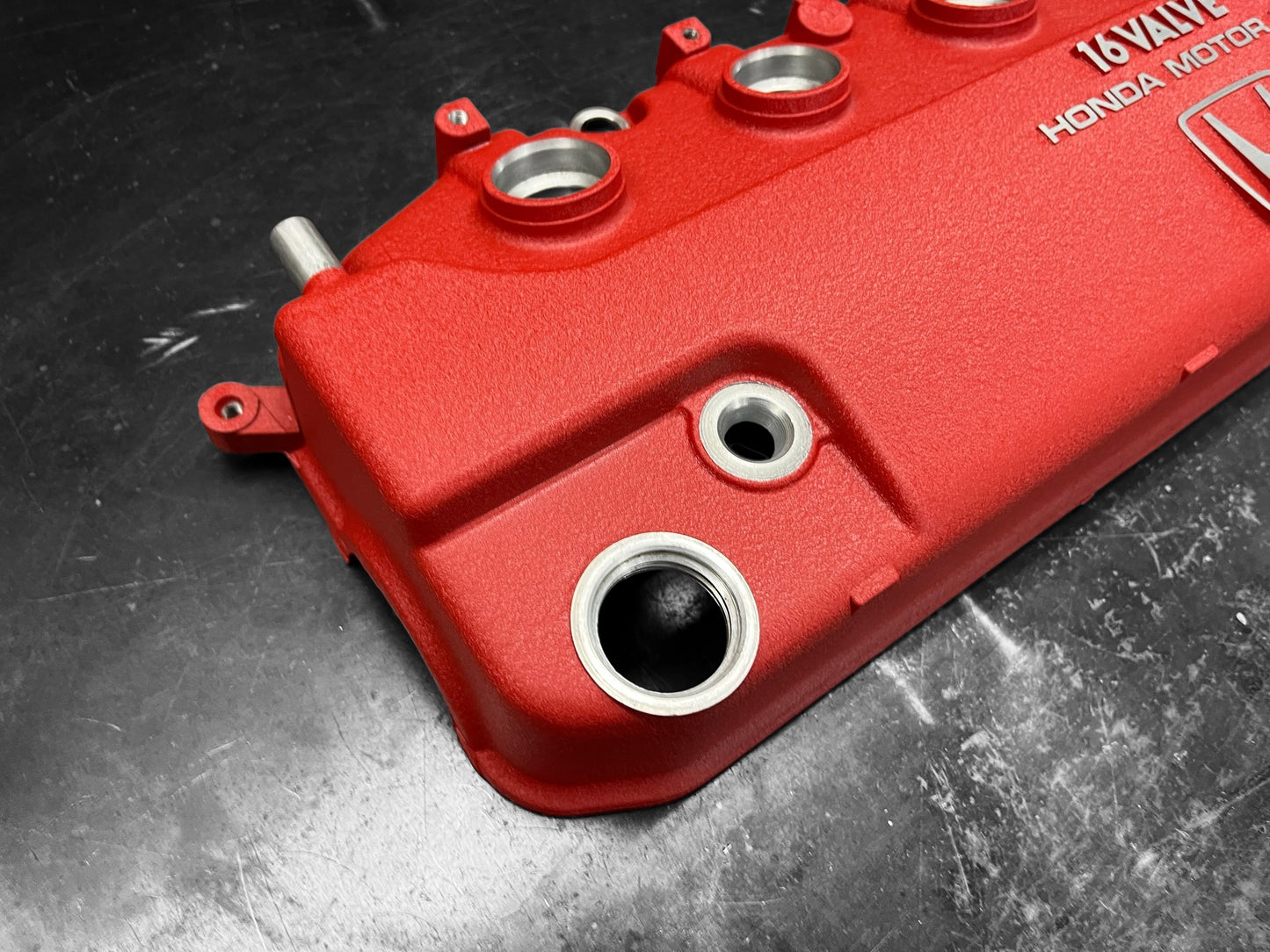 Honda D-Series D15 D16 1988-1995 Civic CRX Si Valve Cover OEM WRINKLE RED Big “H” Logo