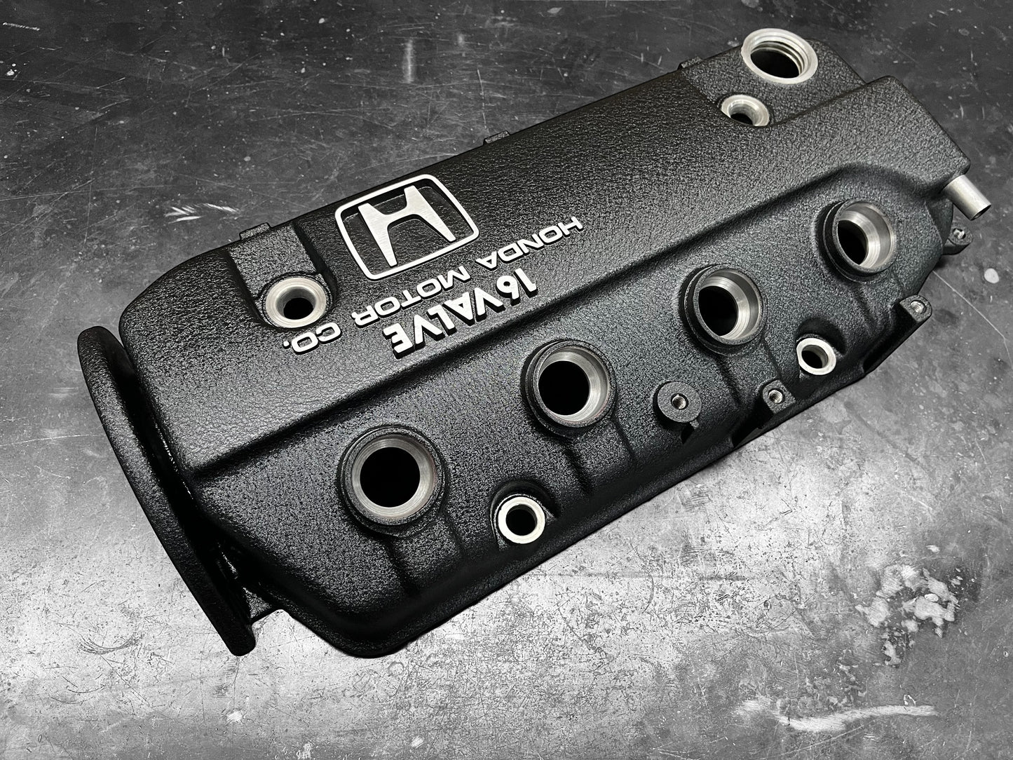 Honda D-Series D15 D16 1988-1995 Civic CRX Valve Cover Powder Coat Wrinkle Black Big “H” Logo