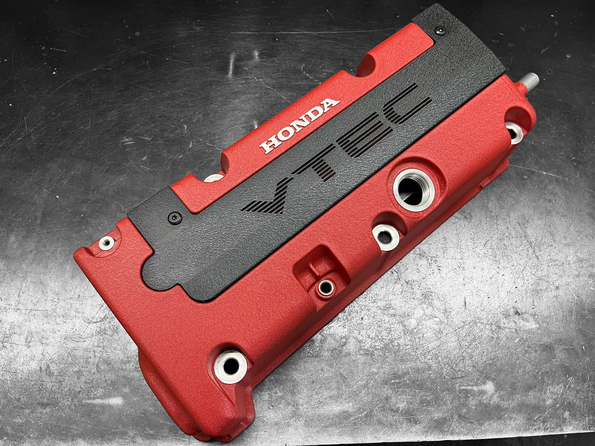 K20 K24 COIL PACK COVER FOR K-SERIES ALUMINUM POWDER COATED WRINKLE BLACK "VTEC" Ver. 1