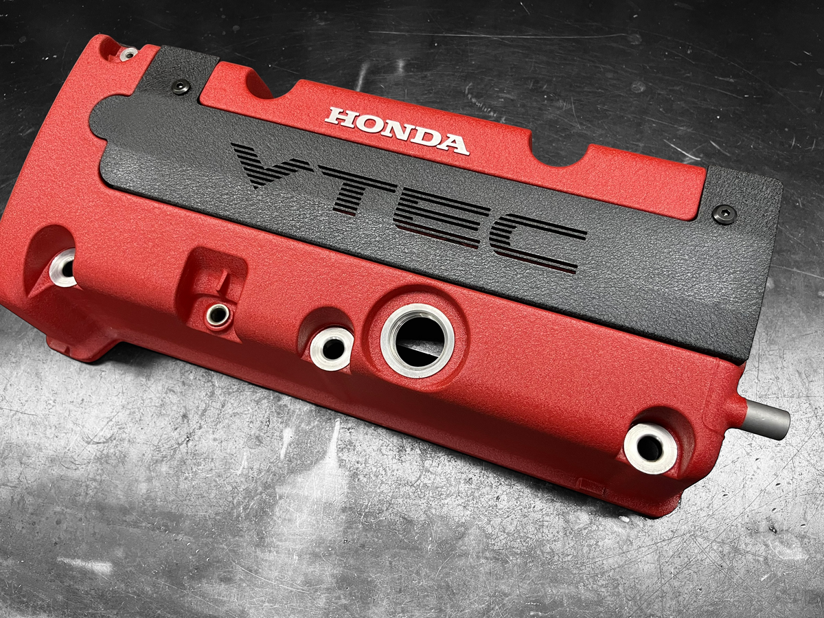 K20 K24 COIL PACK COVER FOR K-SERIES ALUMINUM POWDER COATED WRINKLE BLACK "VTEC" Ver. 1