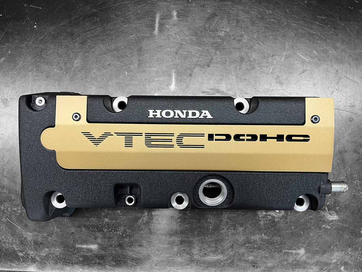 K20 K24 COIL PACK COVER FOR K-SERIES ALUMINUM POWDER COATED SATIN GOLD "VTEC DOHC" Ver. 2
