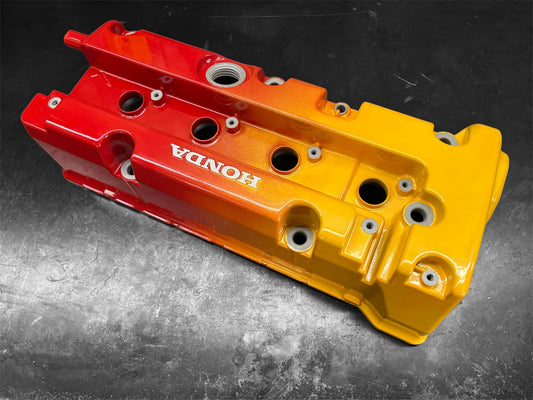 Honda K-SERIES K24 K20 Valve Cover Powder Coated Yellow-Red Gradient