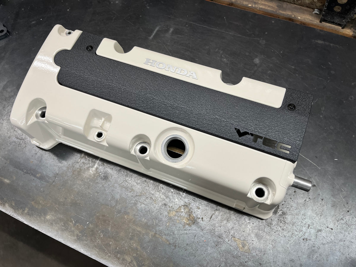 K20 K24 COIL PACK COVER FOR K-SERIES POWDER COATED WRINKLE BLACK ALUMINUM "VTEC" Ver. 4