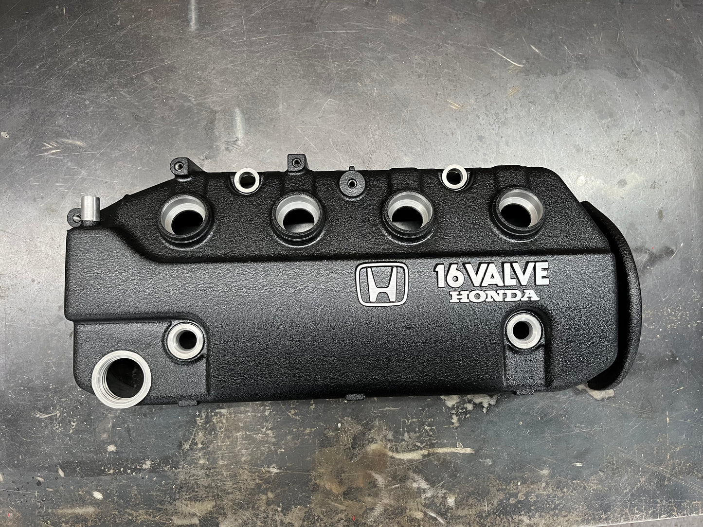 Honda D-Series D15 D16 1988-1995 Civic CRX Valve Cover Powder Coat Wrinkle Black Small “H” Logo