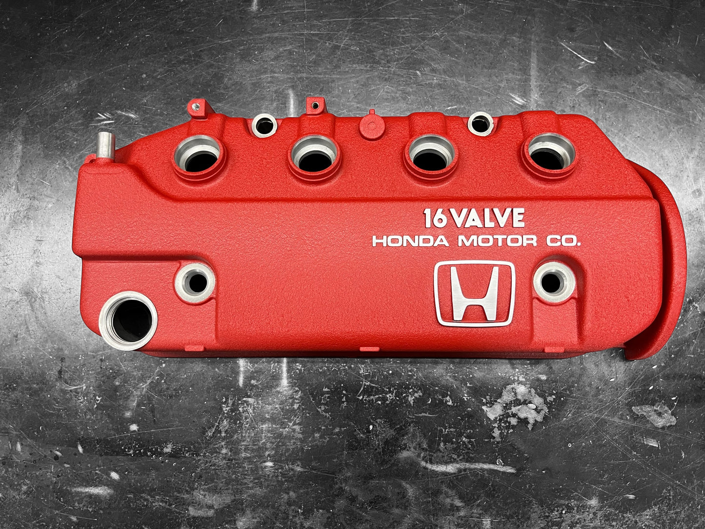 Honda D-Series D15 D16 1988-1995 Civic CRX Si Valve Cover OEM WRINKLE RED Big “H” Logo