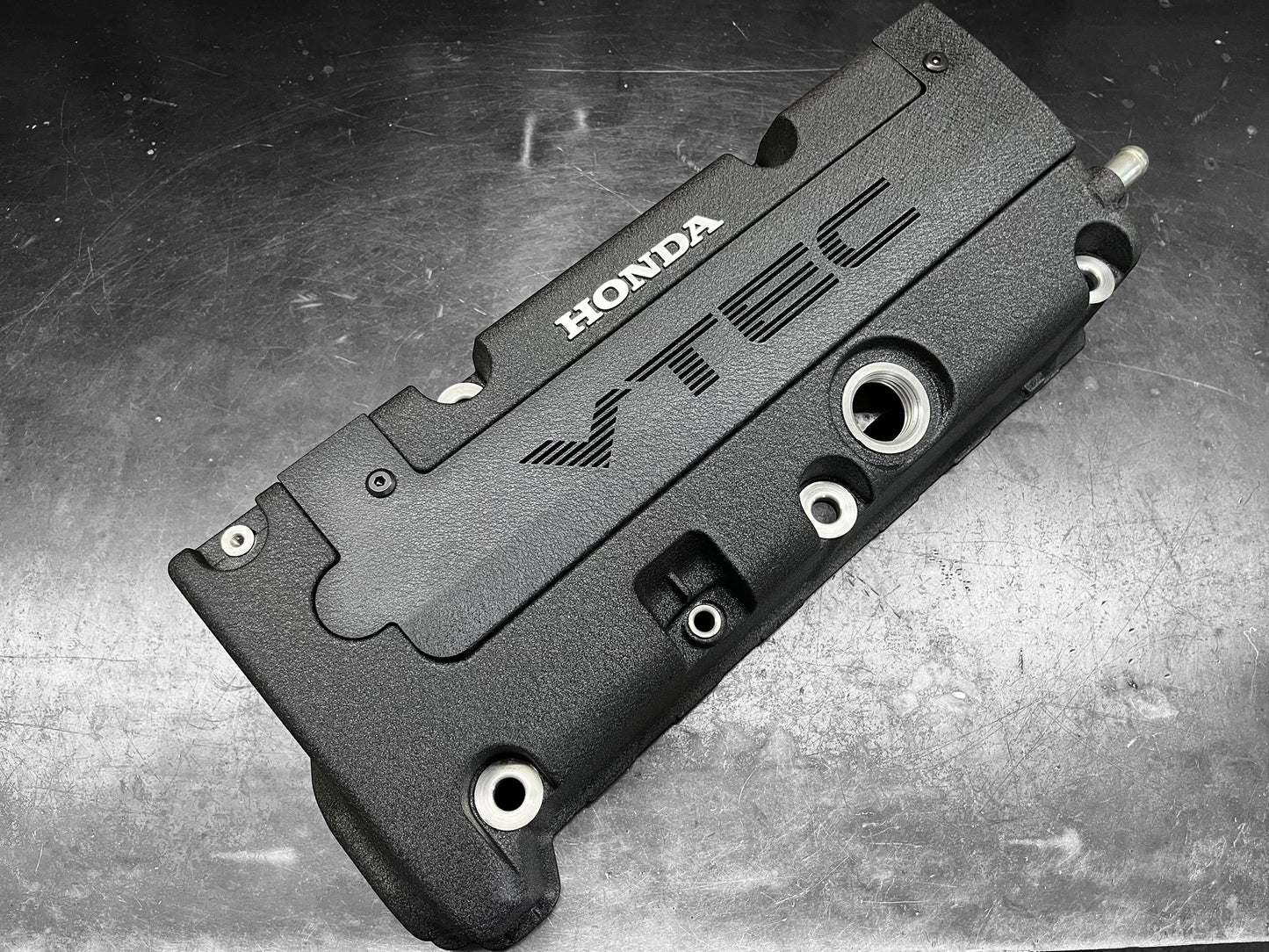 K20 K24 COIL PACK COVER FOR K-SERIES ALUMINUM POWDER COATED WRINKLE BLACK "VTEC" Ver. 1