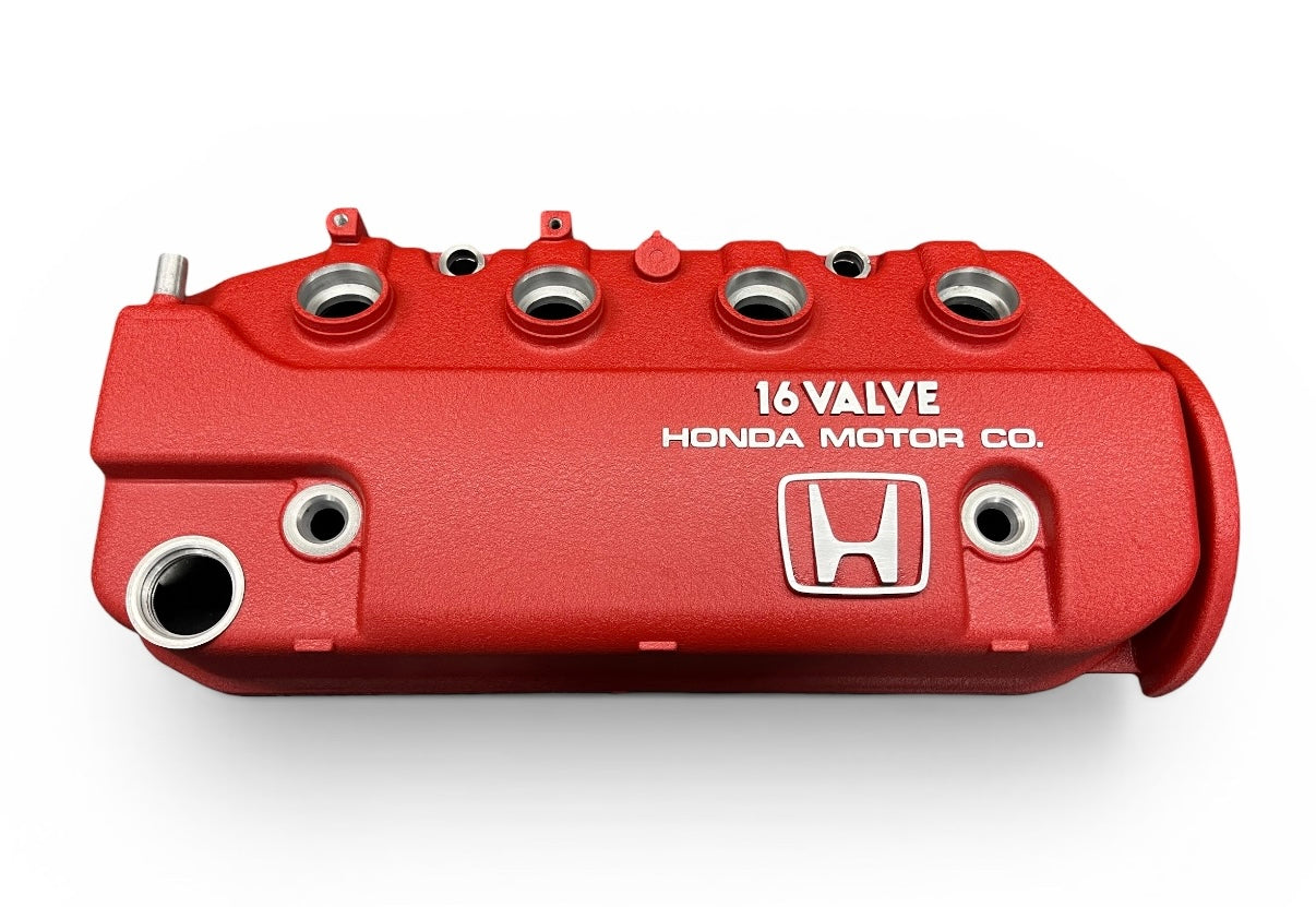 Honda D-Series D15 D16 1988-1995 Civic CRX Si Valve Cover OEM WRINKLE RED Big “H” Logo