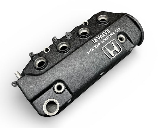 Honda D-Series D15 D16 1988-1995 Civic CRX Valve Cover Powder Coat Wrinkle Black Big “H” Logo