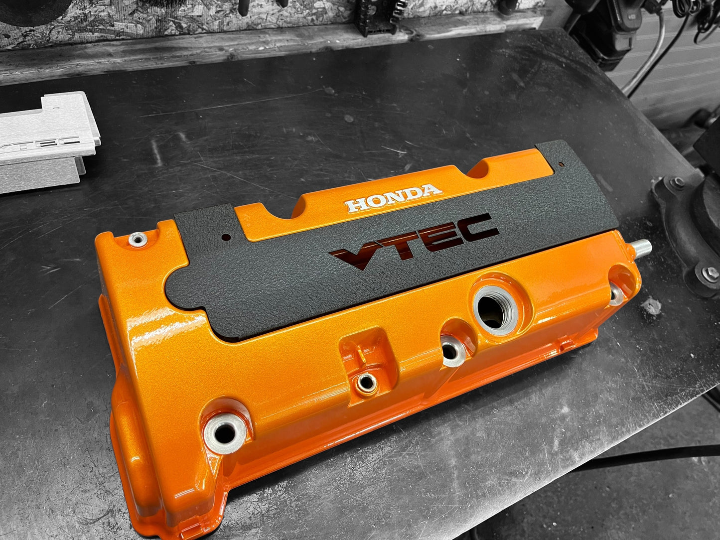 K20 K24 COIL PACK COVER FOR K-SERIES POWDER COATED WRINKLE BLACK ALUMINUM "VTEC" Ver. 3