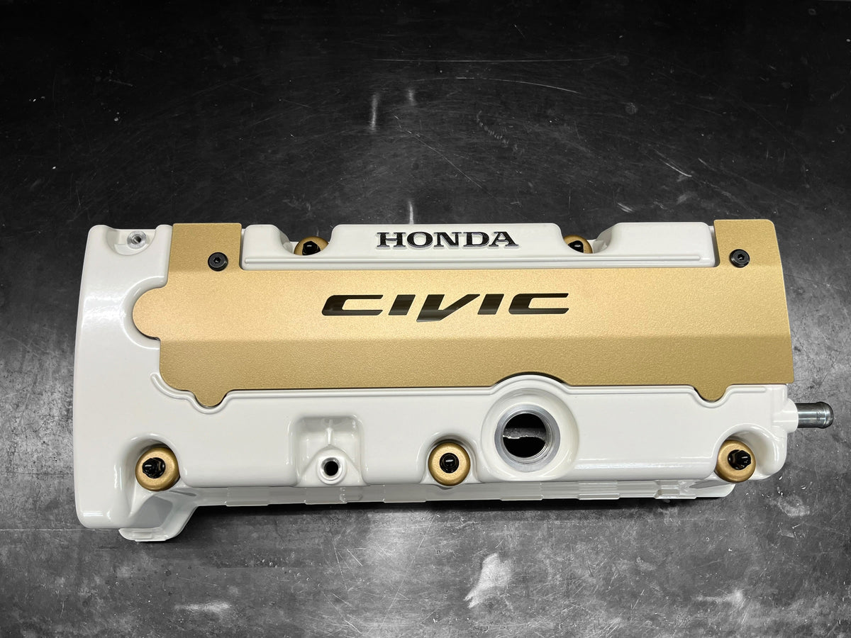 Honda K-Series K20 K24 Valve Cover Powder Coated Grommet Washer Satin Gold & Nut Black