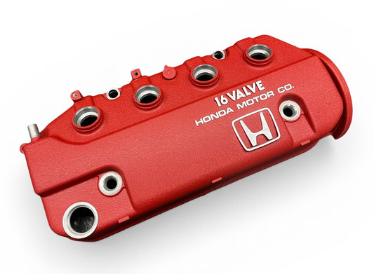 Honda D-Series D15 D16 1988-1995 Civic CRX Si Valve Cover OEM WRINKLE RED Big “H” Logo