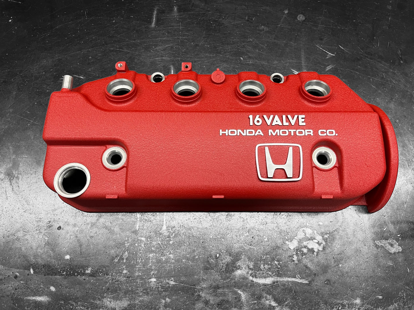 Honda D-Series D15 D16 1988-1995 Civic CRX Si Valve Cover OEM WRINKLE RED Big “H” Logo