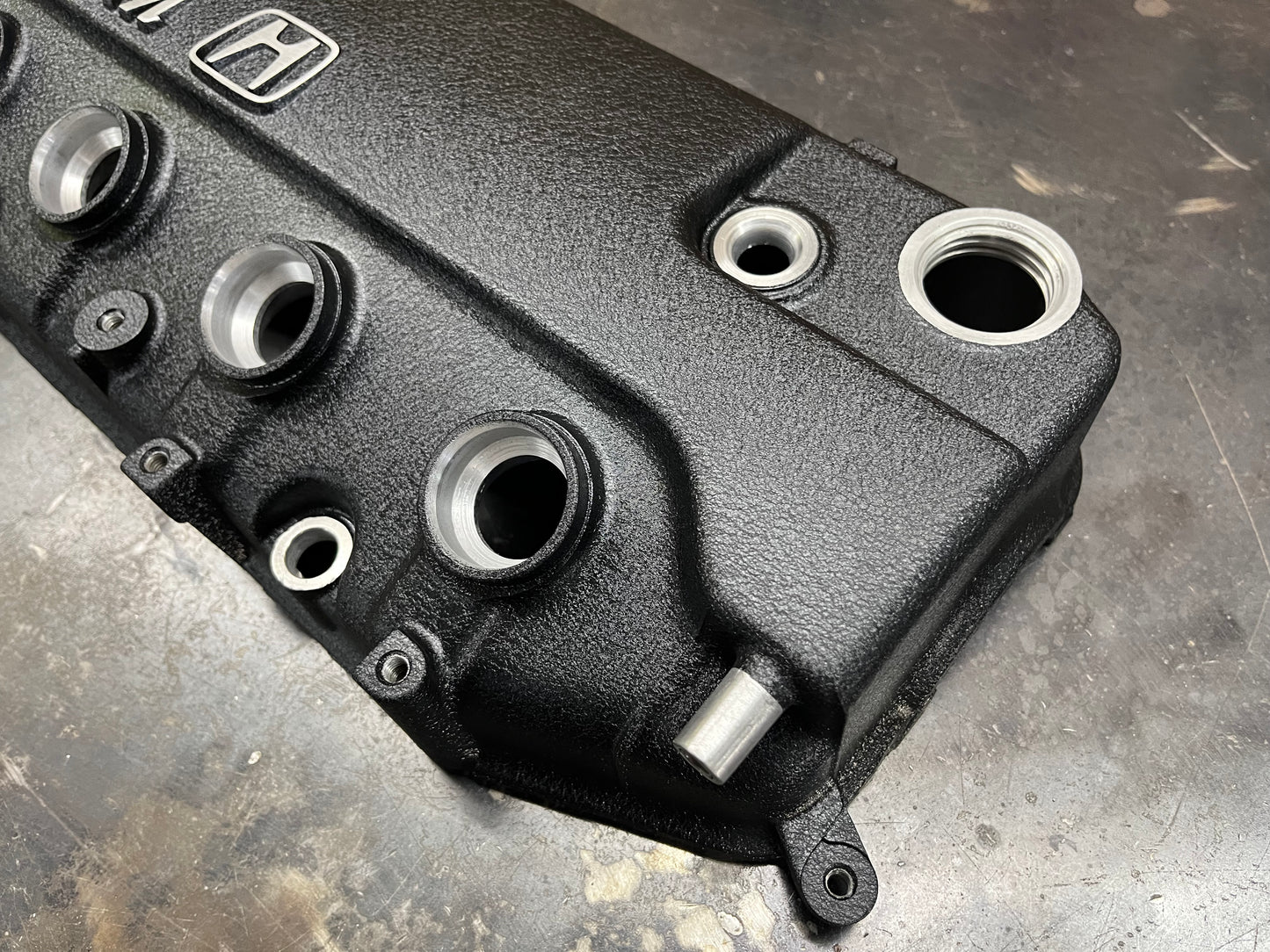 Honda D-Series D15 D16 1988-1995 Civic CRX Valve Cover Powder Coat Wrinkle Black Small “H” Logo