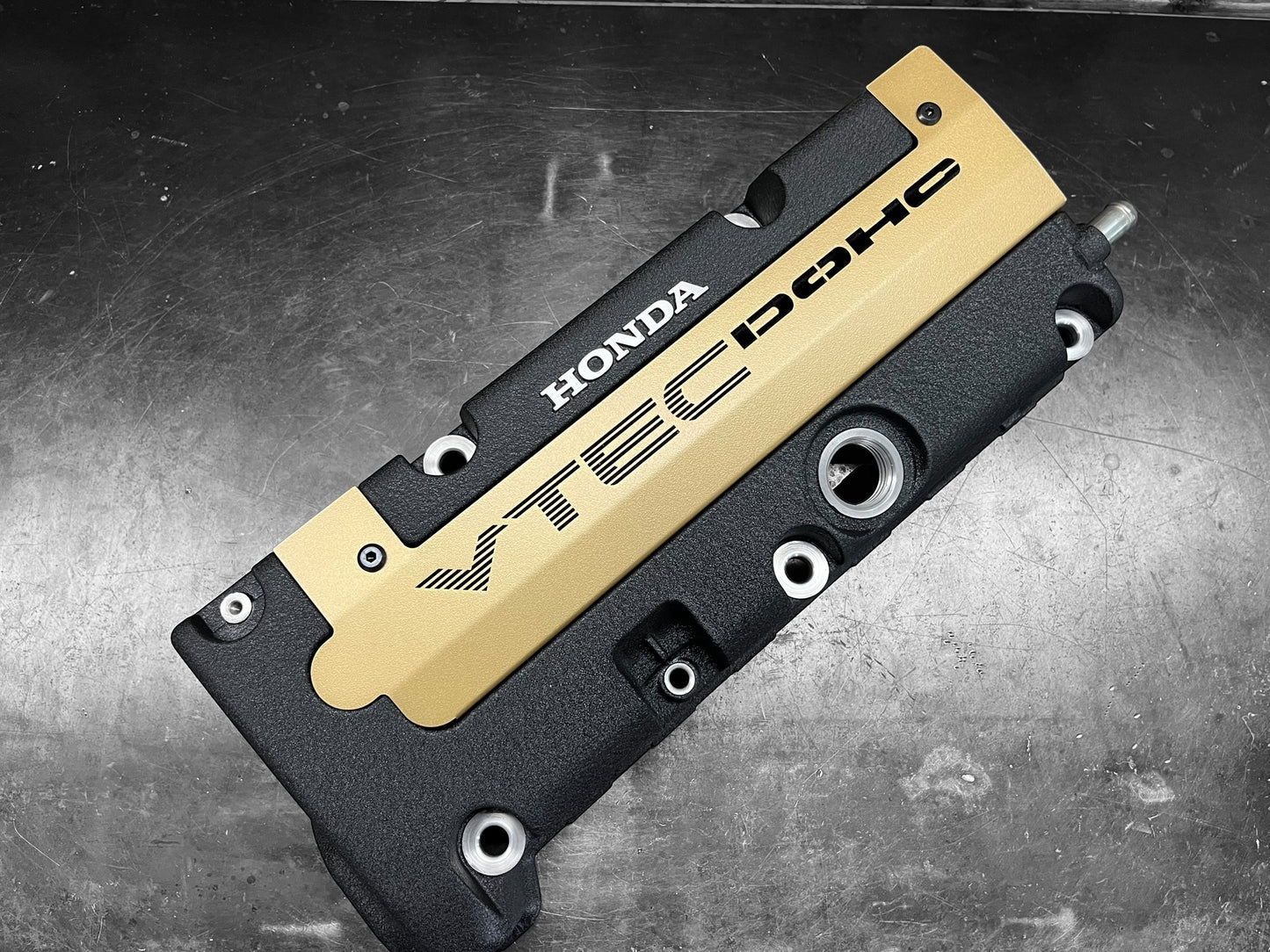 K20 K24 COIL PACK COVER FOR K-SERIES ALUMINUM POWDER COATED SATIN GOLD "VTEC DOHC" Ver. 2