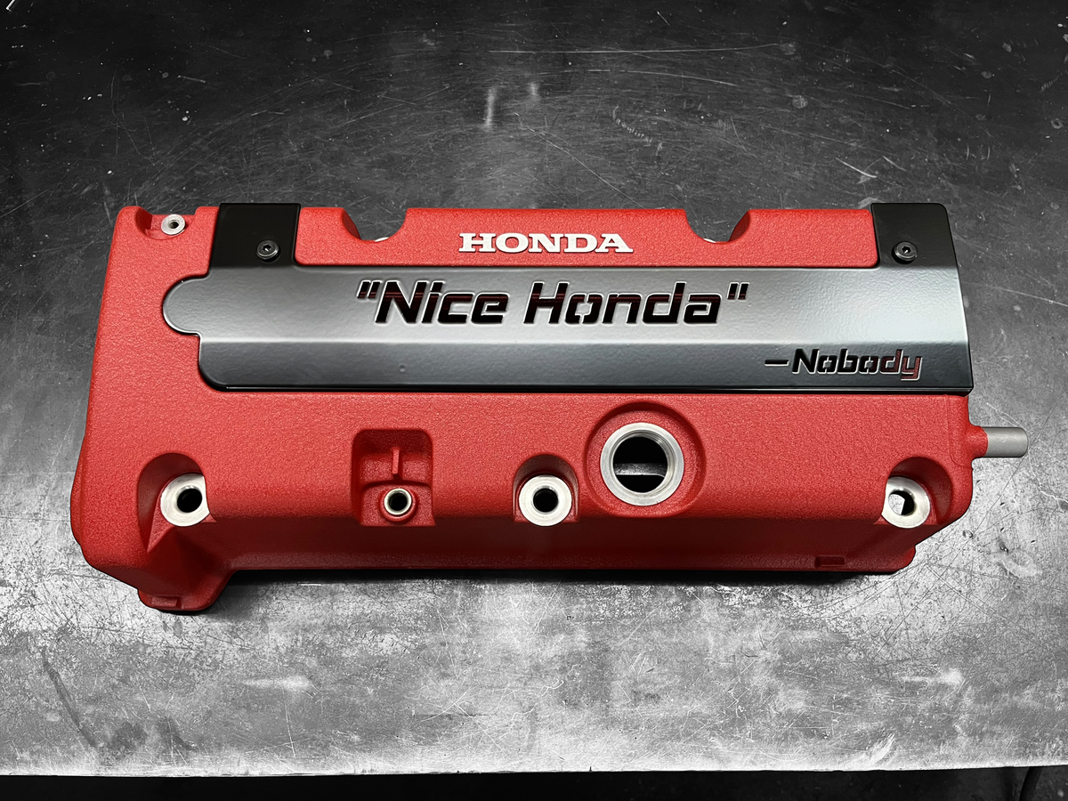 K20 K24 COIL PACK COVER FOR K-SERIES POWDER COATED SEMI GLOSS BLACK “NICE HONDA” Ver. 2