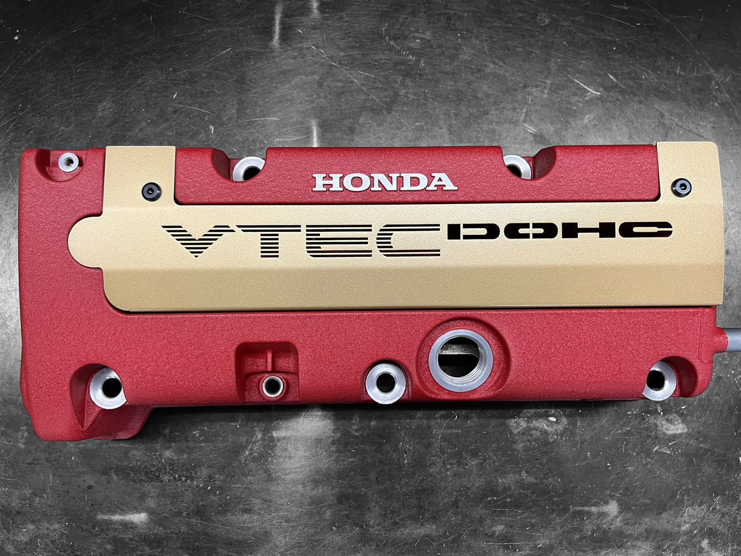 K20 K24 COIL PACK COVER FOR K-SERIES ALUMINUM POWDER COATED SATIN GOLD "VTEC DOHC" Ver. 2