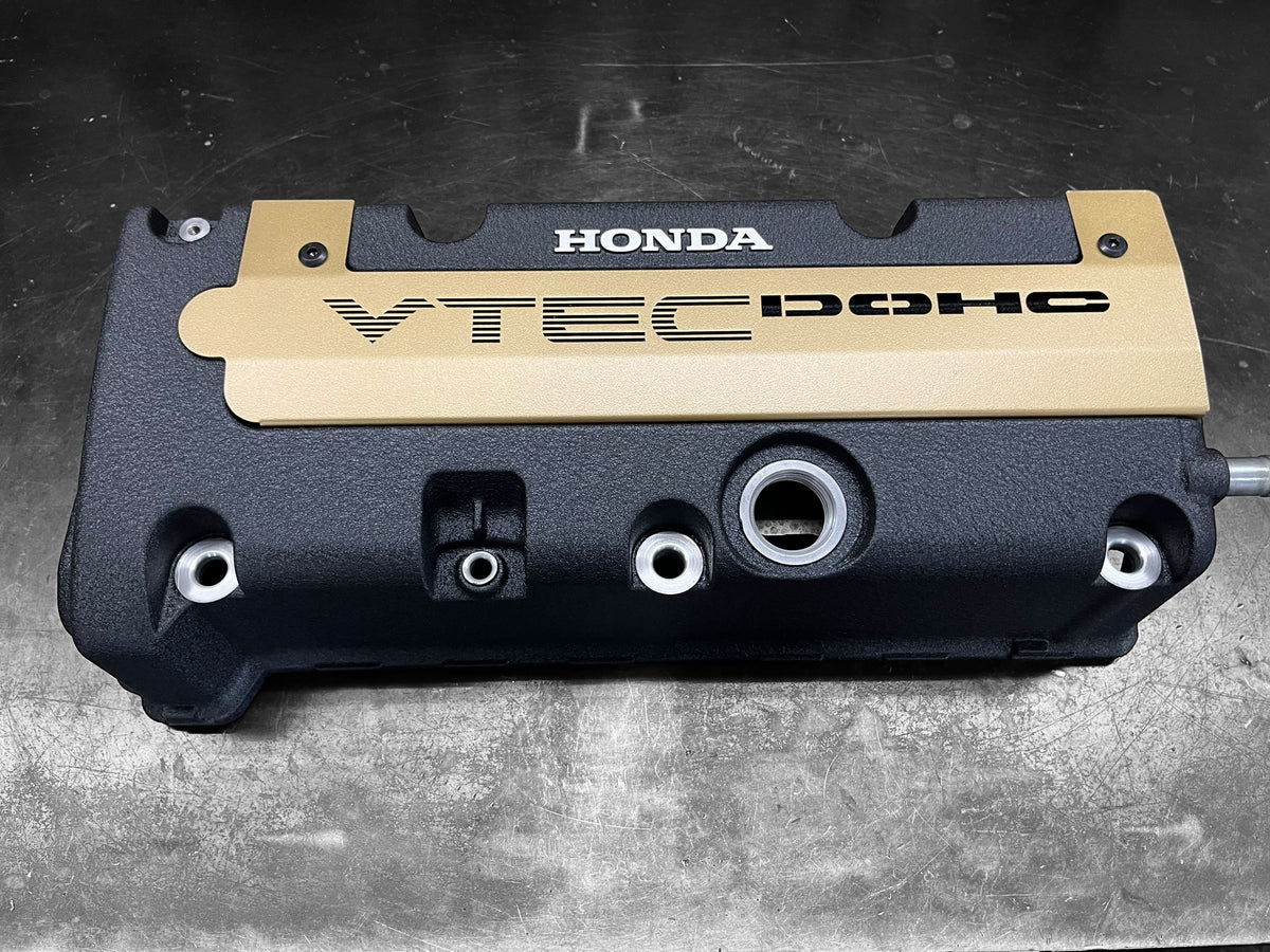 K20 K24 COIL PACK COVER FOR K-SERIES ALUMINUM POWDER COATED SATIN GOLD "VTEC DOHC" Ver. 2
