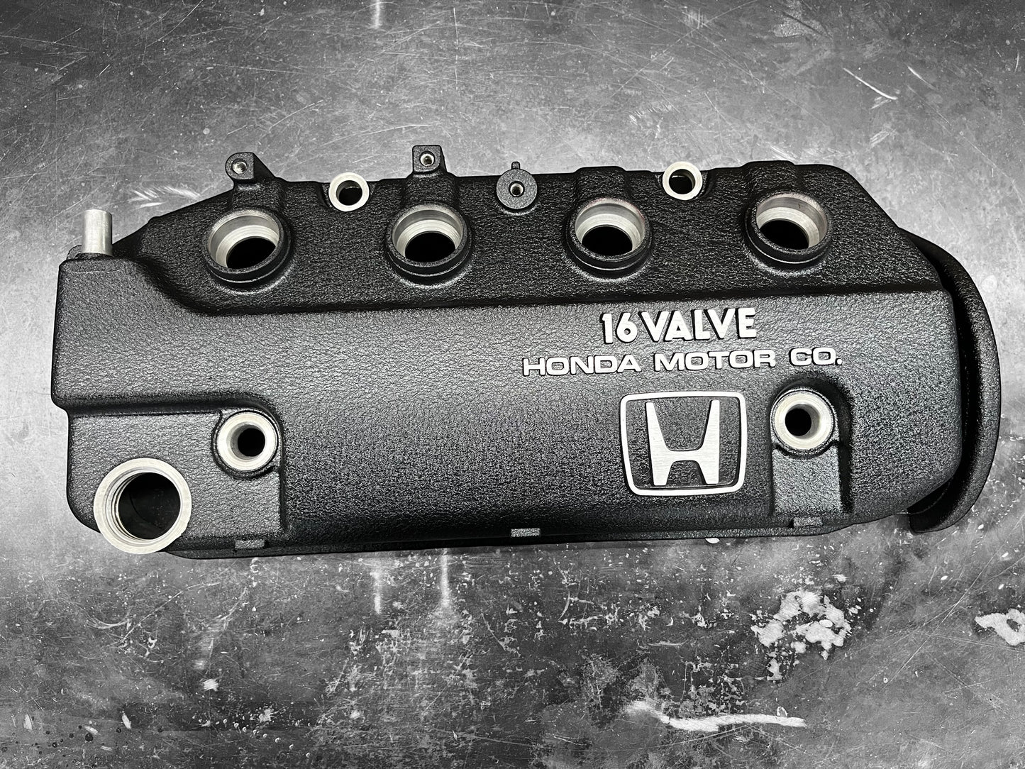 Honda D-Series D15 D16 1988-1995 Civic CRX Valve Cover Powder Coat Wrinkle Black Big “H” Logo